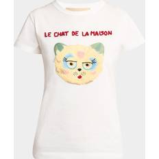 Women - Yellow T-shirts Valentino Le Chat De La Maison Jersey T-Shirt - Yellow Cream
