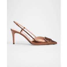 Brown - Leather Heels & Pumps Valentino Garavani VLogo Signature 80 Leather Slingback Pump - Bronze