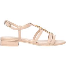 Elegante Ankelremssandaler Læder Pudderrosa - Beige