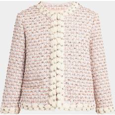Embroidered Ribbon Tweed Jacket - Pastel Pink