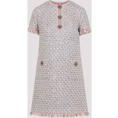 Wool Dresses Valentino Garavani Embellished Frayed Metallic Tweed Mini Dress - Pastel Pink