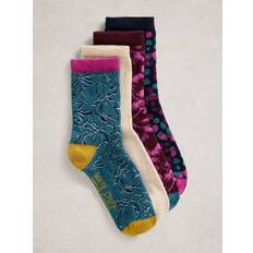 Blommiga Strumpor White Stuff Floral Ankle Socks Pack 4 - Purple/Multi