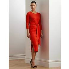 Ralph Lauren Dresses Ralph Lauren Imalah Cotton Blend Midi Dress - Bright Vermilion