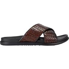 Men's Weave Leather Sliders Sandals - Brown