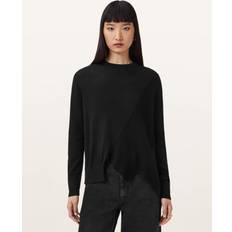 AllSaints Women Jumpers AllSaints Isla Asymmetric Pure Wool Jumper - Black