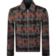 Men - Wool Jackets Paul Smith Teal Jacquard Check Wool Zip Jacket - Multicolour