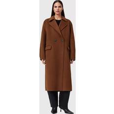 AllSaints Coats AllSaints Double-Breasted Coat Founded Leather Pieces - Cinnamon Brown