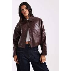 Jackets New Look Bubble Hem Faux Leather Jacket - Burgundy