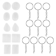 20 Pcs Silicone Resin Molds with Keychain Rings