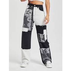 Paisley Jeans Shein Paisley Print Patchwork Boyfriend Jeans