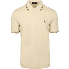 Fred Perry White Polo Shirts Fred Perry Twin Tipped Polo T Shirt - Beige