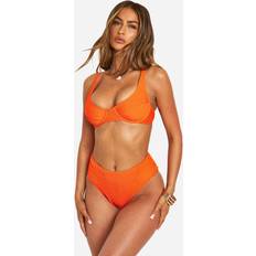 Orange Bikini Tops boohoo Womens Crinkle Underwired Bikini Top - Orange