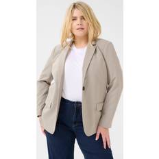 5XL - Dame Blazere Kaffe Curve Kcsakira Blazer Elephant Skin Melange Jakket - Grå