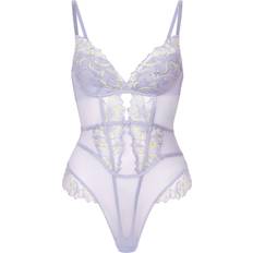 Cut-Out Undertøj Hunkemöller Body Lauren Stockings - Neongul/Lilla