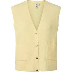 Gul Veste Pieces Pcsilly SL Vneck Knit Vest D2D French Vanilla - Lysegul