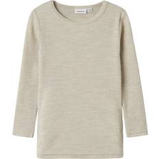 Jersey T-shirts Name It Nmnwax Wool Rib Ls Top Noos - Grå