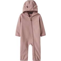 Lynlås Fleece heldragter Børnetøj Name It Fleecedragt Meeko Woodrose Suit - Rosa