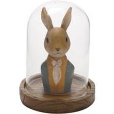 Glass Figurines Country Living Bunny In Glass Dome Resin Multi Figurine