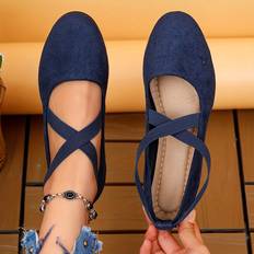 Blue Shoes Temu Flats Bands Slip On Lightweight Casual Low Wedge Shoes