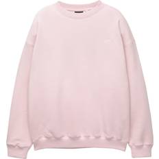 Pull&Bear Sweatshirt STWD Rund Hals - Rosé/Hvid