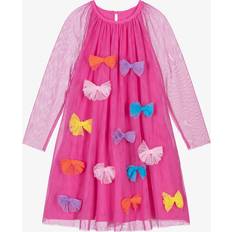 Long Sleeves Dresses Stella McCartney Kids Girls Pink Tulle Dress With Colourful Bows - Pink