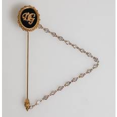 Gold - Men Brooches Dolce & Gabbana Lapel Pin DG Logo Gold Chain Brooch