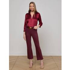Red Jeans L'agence Kendra Coated Cropped Flare Jean - Dark Port