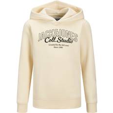 Beige Hoodies Jack & Jones Junior Antique White Big Print Sweatshirt Lysebeige/Big Print