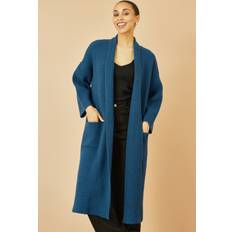 Cardigans Yumi Teal Knitted Maxi Cardigan With Pockets -