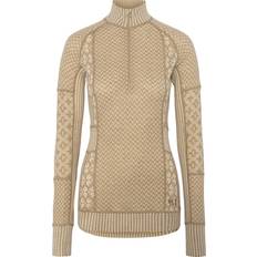 Beige - Dame Toppe svedundertøj Kari Traa Smekker Half Zip Merino Undertøj Damer - Beige