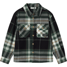 Name It Grøn Skjorter Name It Garden Topiary LS Overshirt - Oliven/Gran/Sort/Hvid