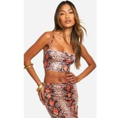 Orange Tank Tops boohoo Snake Print Strappy Cami Top - Orange