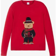 Boys - Red Knitted Sweaters IDO Red Cotton Wool Knit Bear Sweater Pom-Pom