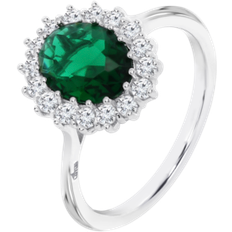 Lotus Elegant Grön Silver Ring för Kvinnor