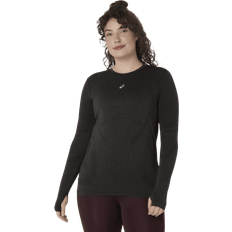 Grå - Polyamid T-shirts Asics Road Seamless LS Top Løbeshirt - Sort