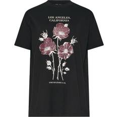 Tall Flower Graphic Cotton T-Shirt - Black