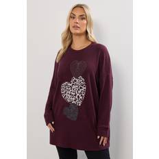 Knitted Sweaters - Women Jumpers Yours Soft Touch Embellishment Heart Jumper - Purple