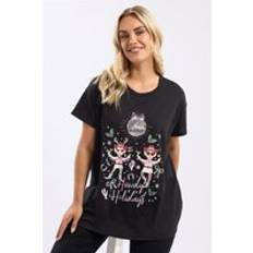 Sequins Tops Yours Embellished Novelty T-Shirt - Black
