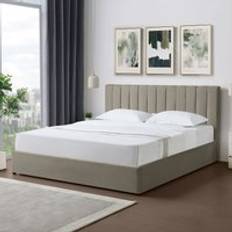 Evelynne Fabric 180cm Superking Ottoman Bed Frame Light Brown