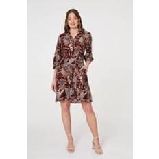 Brown - Shirt Dresses Izabel London Animal Print Tie Waist Shirt Short Dress - Brown