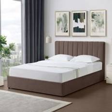 Evelynne Fabric 150cm Kingsize Ottoman Bed Frame Dark Brown