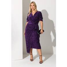 Purple Dresses Yours Sequin Velvet Wrap Dress Women - Purple