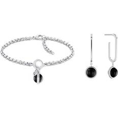 Tommy Hilfiger Smyckesset Tommy Hilfiger Svart Silver Armband Och Örhänge Set