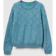 Solid Colours Knitted Sweaters United Colors of Benetton Cable Knit Sweater Kids - Sky Blue