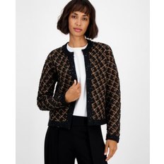 Checkered - Women Cardigans Anne Klein Diagonal Check Kissing Front Cardigan