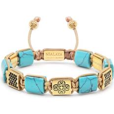 Turkos Armband Nialaya Nylon Flatbead Bracelet with Gold Dorje and Black