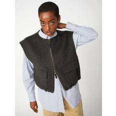 Grå Veste Mos Mosh Mmelise Loisa Wool Vest Kvinde Phantom - Grå