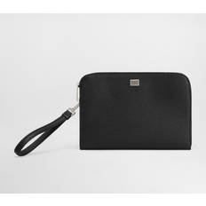 Herre - Lynlås Clutch tasker Dolce & Gabbana Læderclutch Metallogo Taske Sort