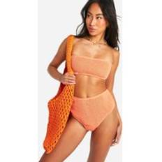 Orange Bikini Tops boohoo Premium Crinkle Bandeau Tube Bikini Top - Orange