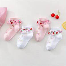 Jersey Socks Children's Clothing Temu Of Girls Socks With Strawberry Lace Trim - Soft Comfortable